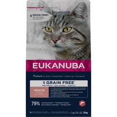 Eukanuba Grain Free Senior vecākiem kaķiem, ar lasi, 2 kg cena un informācija | Sausā barība kaķiem | 220.lv