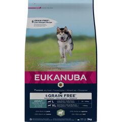Eukanuba Grain Free L pieaugušiem lielo šķirņu suņiem, ar jēra gaļu, 3 kg cena un informācija | Sausā barība suņiem | 220.lv
