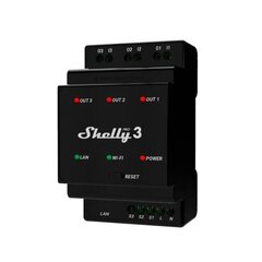 Shelly PRO 3 WiFi + Ethernet 3-клавишный интеллектуальный релейный переключатель с поддержкой DIN-рейки цена и информация | Электрические выключатели, розетки | 220.lv