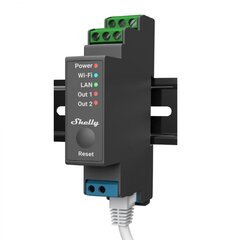 Shelly PRO 2 2-клавишный интеллектуальный релейный переключатель WiFi + Ethernet с поддержкой DIN-рейки цена и информация | Электрические выключатели, розетки | 220.lv
