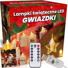 Ziemassvētku vītne Zvaigznes, 40 LED, 6 m cena un informācija | Ziemassvētku lampiņas, LED virtenes | 220.lv