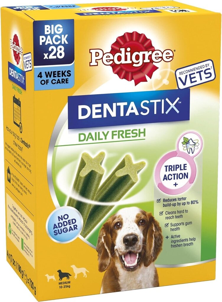 Pedigree DentaStix Daily Fresh vidējo šķirņu suņiem, ar vistas gaļu, 28x180 g cena un informācija | Gardumi suņiem | 220.lv