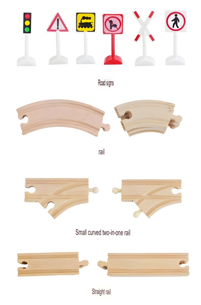 LIVMAN H-45 koka sliežu ceļa kravas vilciena un ostas komplekts ar 80+ gabaliem komplektā cena un informācija | Attīstošās rotaļlietas | 220.lv