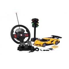 RC super auto ar stūri un pedāļiem, dzeltens cena un informācija | Rotaļlietas zēniem | 220.lv