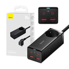 Сетевое зарядное устройство / блок питания Baseus GaN3 Pro 2xUSB + 2xUSB-C + AC, 100 Вт (черное) цена и информация | Зарядные устройства для телефонов | 220.lv