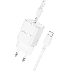 Borofone Wall charger BN13 Safety - Type C - PD 30W with Type C to Type C cable white цена и информация | Зарядные устройства для телефонов | 220.lv