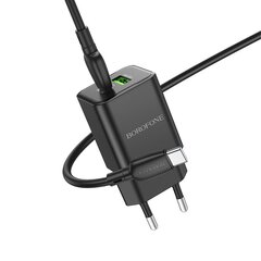 Borofone Wall charger BN14 Royal - USB + Type C - QC 3.0 PD 30W with Type C to Lightning cable white цена и информация | Зарядные устройства для телефонов | 220.lv