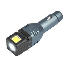 4in1 ALU 1-LED 250lm + COB 300lm car flashlight, 1500mAh battery, 2.1A USB charger, glass hammer, magnet, with hinge цена и информация | Фонарик | 220.lv