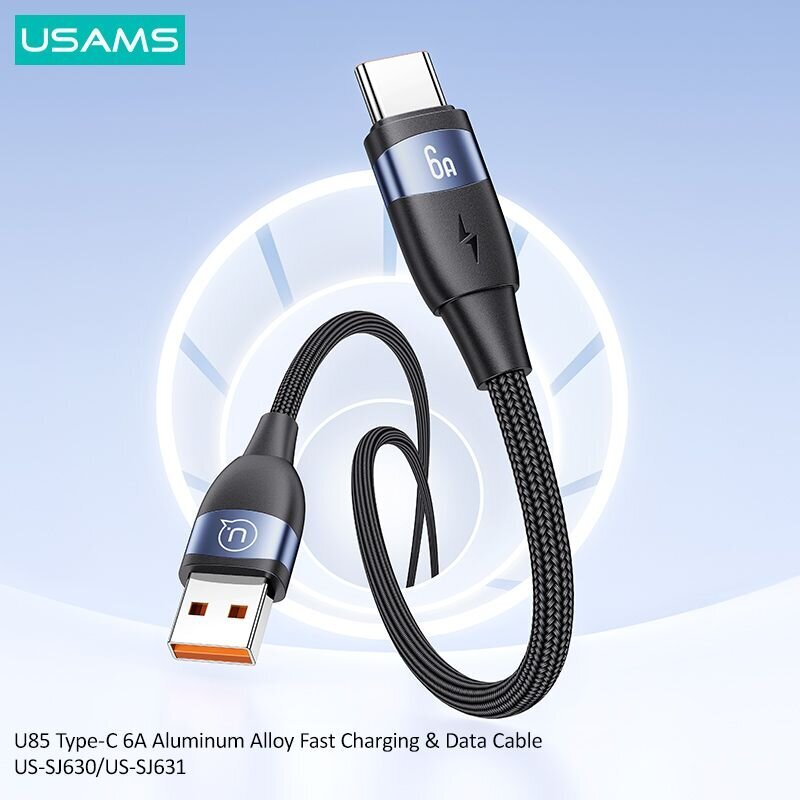 Usams U85 6A USB - C vads 1.2m cena un informācija | Savienotājkabeļi | 220.lv