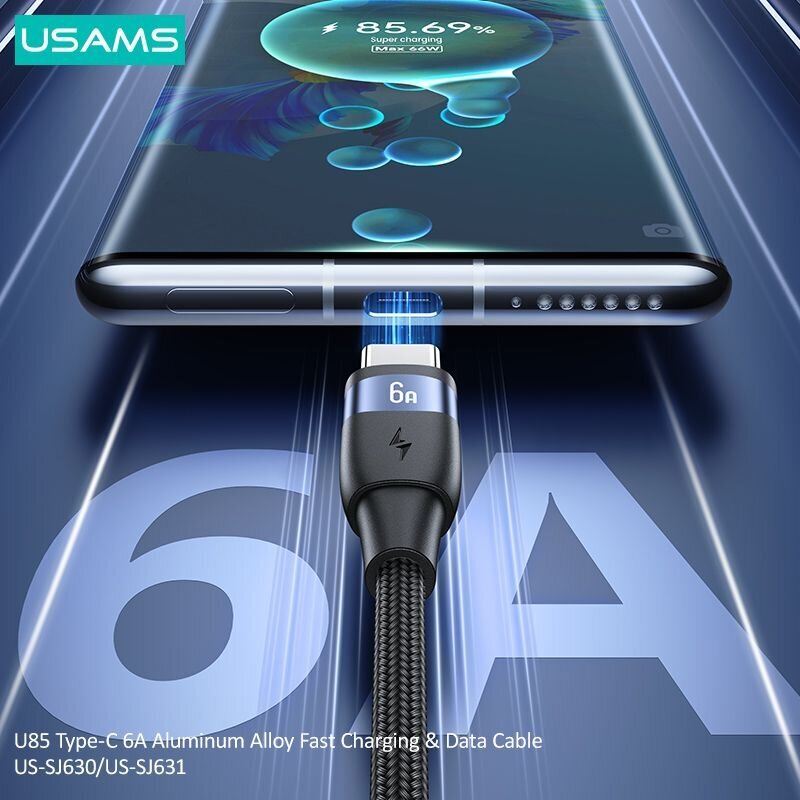 Usams U85 6A USB to type-C vads 2m cena un informācija | Savienotājkabeļi | 220.lv