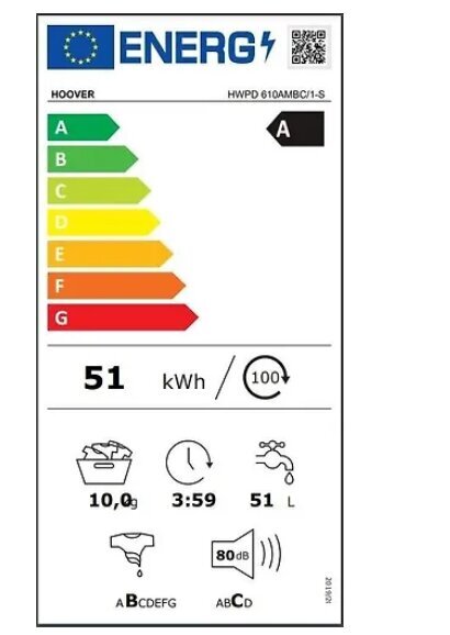 Hoover HWPD610AMBC-1-S цена и информация | Veļas mašīnas | 220.lv