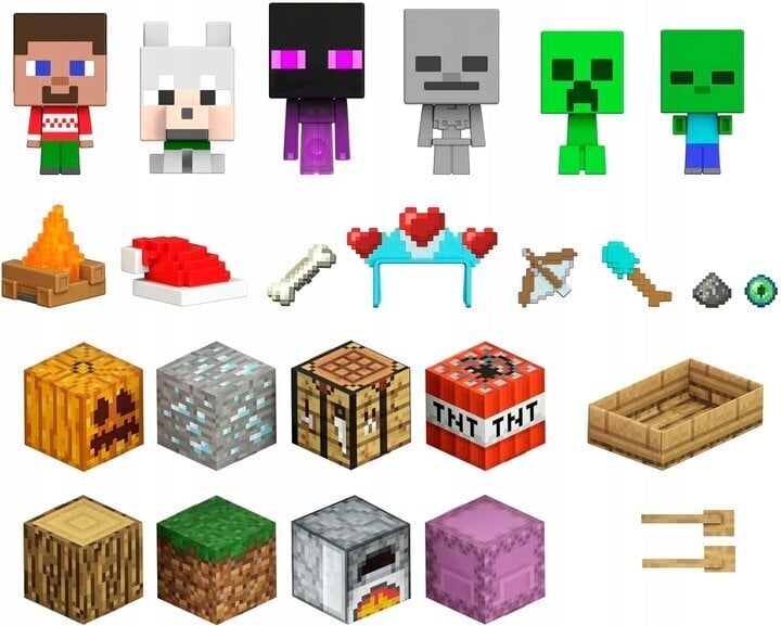 Adventes kalendārs Mattel Minecraft Mob Head Minis cena un informācija | Rotaļlietas zēniem | 220.lv