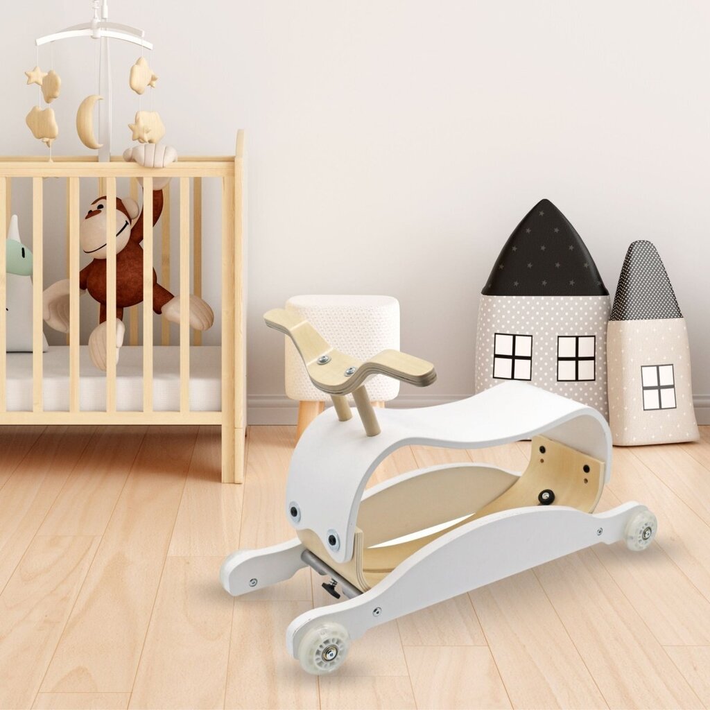 Koka bērnu šūpuļzirgs 2 in 1 + transportlīdzeklis cena un informācija | Rotaļlietas zīdaiņiem | 220.lv
