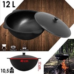 Davr Metal čuguna katls-kazans 12 L,42x16 cm, melns cena un informācija | Katli, tvaika katli | 220.lv