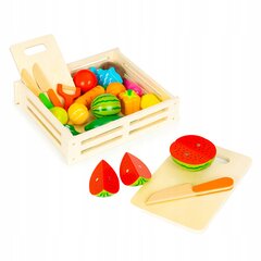 Деревянные овощи и фрукты для нарезки деревянная коробка + 17 элементов цена и информация | Игрушки для девочек | 220.lv