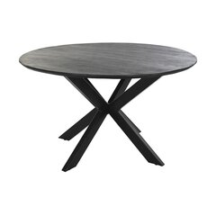 Pusdienu galds DKD Home Decor Melns Metāls Mango koks (130 x 130 x 76 cm) cena un informācija | Virtuves galdi, ēdamgaldi | 220.lv