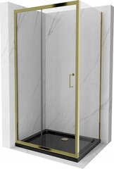 Dušas kabīne Mexen Apia Black/Gold, 90 x 100 cm cena un informācija | Dušas kabīnes | 220.lv