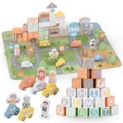 Koka bloku pilsētas komplekts XL, 100 gab. cena un informācija | Rotaļlietas zīdaiņiem | 220.lv