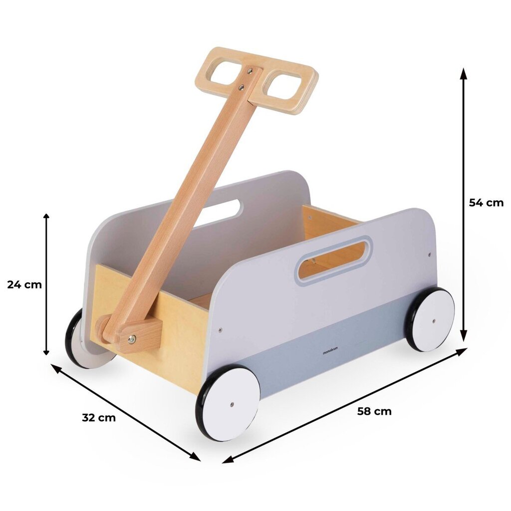 Koka rotaļlietu ratiņi - vilkšanas piekabe цена и информация | Rotaļlietas zīdaiņiem | 220.lv