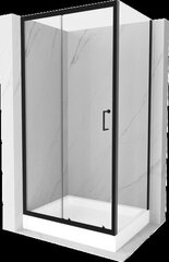 Dušas kabīne Mexen Apia R Black ar paliktni un sifonu, 120 x 80 cm cena un informācija | Dušas kabīnes | 220.lv