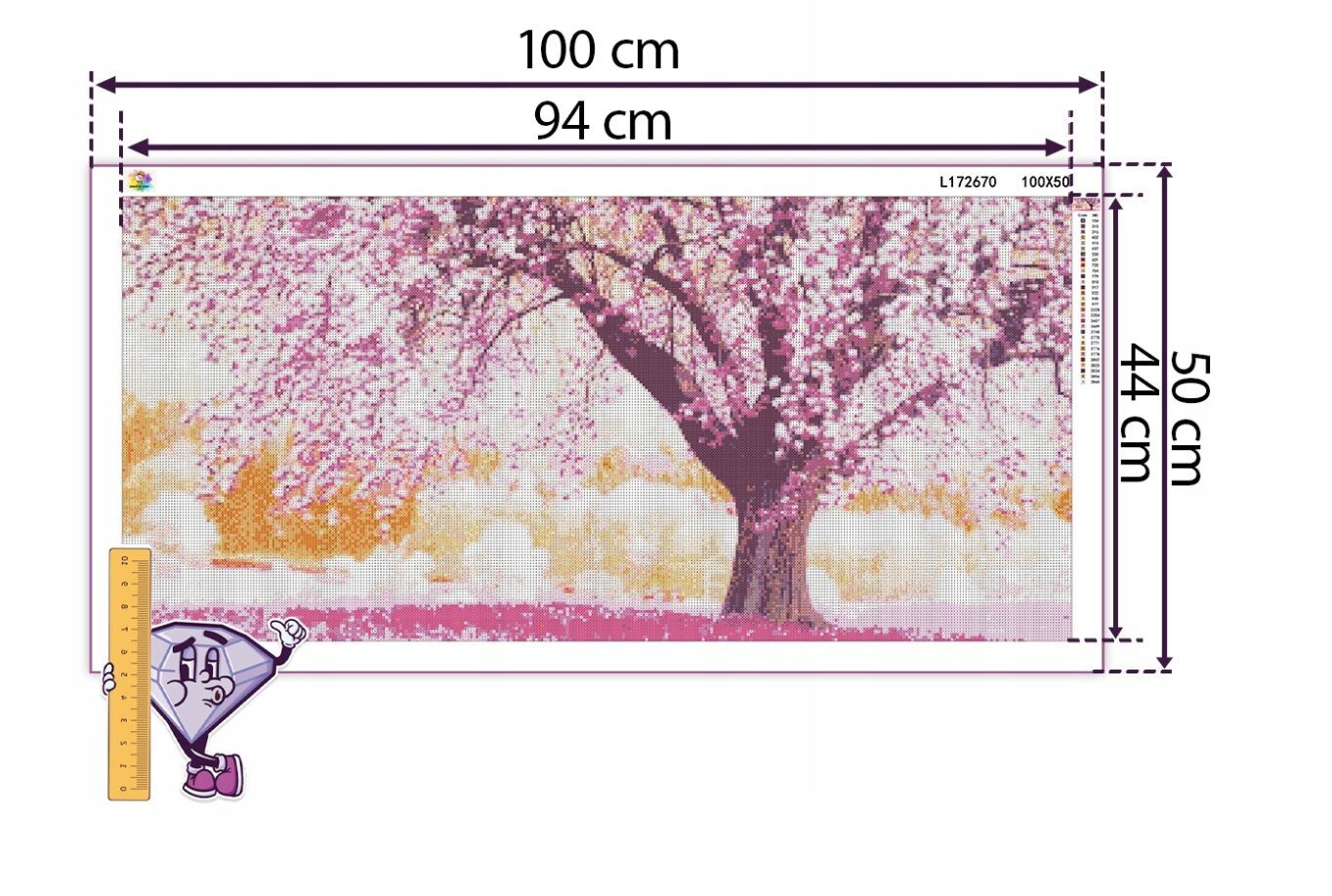 Dimanta mozaīka 5D, Sakuras, 100 x 50 cm cena un informācija | Dimantu mozaīkas | 220.lv