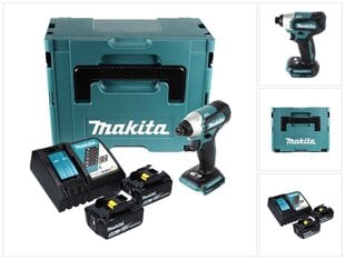 аккумуляторный ударный гайковерт Makita DTD 155 RGJ 18 В 140 Нм 1/4" + 2 аккумулятора 6,0 Ач + устройство для зарядки + Makpac цена и информация | Шуруповерты, дрели | 220.lv