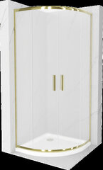 Pusapaļa dušas kabīne Mexen Rio F ar paliktni un sifonu, matēta, Gold+White/Gold, 90 x 90 cm cena un informācija | Dušas kabīnes | 220.lv