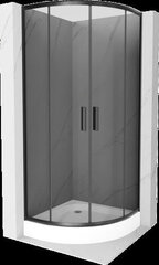 Pusapaļa dušas kabīne Mexen Rio ar paliktni un sifonu, Graphite/Black, 90 x 90 cm cena un informācija | Dušas kabīnes | 220.lv