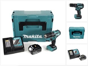 Аккумуляторная ударная дрель Makita DHP 483 RT1J 18В 40Нм Makpac + 1x аккумулятор 5,0 Ач + блок зарядки цена и информация | Шуруповерты, дрели | 220.lv