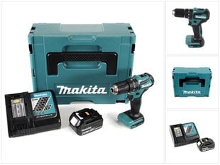 Аккумуляторная ударная дрель Makita DHP 483 RM1J 18В 40Нм Makpac + 1x аккумулятор 4,0 Ач + зарядный блок цена и информация | Шуруповерты, дрели | 220.lv