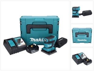 Аккумуляторная эксцентриковая шлифовальная машинка Makita DBO 480 RT1J 18 В 112 x 102 мм + 1х аккумулятор 5,0 Ач + блок зарядки + Makpac цена и информация | Шлифовальные машины | 220.lv