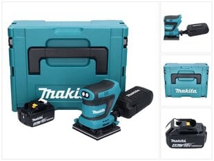 Аккумуляторная эксцентриковая шлифовальная машинка Makita DBO 480 M1J 18 В 112 x 102 мм + 1х аккумулятор 4,0 Ач + Makpac - без зарядного блока цена и информация | Шлифовальные машины | 220.lv