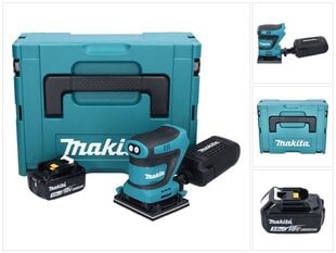 Аккумуляторная эксцентриковая шлифовальная машинка Makita DBO 480 F1J 18 В 112 x 102 мм + 1 аккумулятор 3,0 Ач + Makpac - без зарядного блока цена и информация | Шлифовальные машины | 220.lv