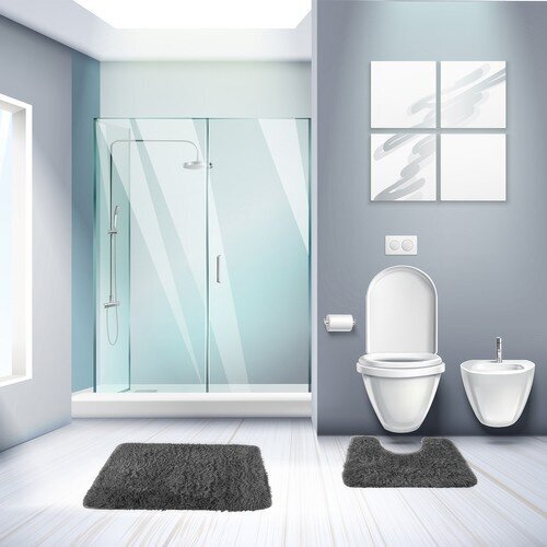 Vannas istabas paklāju komplekts, 3 gab. cena un informācija | Vannas istabas aksesuāri | 220.lv