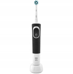 Oral-B Vitality 100 Black + 4 prefoldi + melns apvalks + vāciņš + vāciņš + flip statīvs cena un informācija | Elektriskās zobu birstes | 220.lv