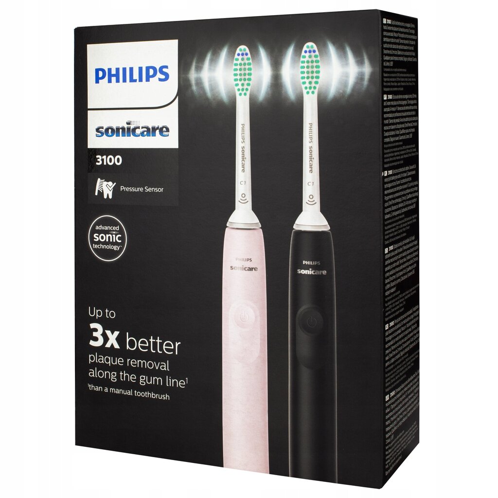 Philips zobu birste HX3675/15 divu iepakojumu komplekts + futrālis pulverveida rozā, melns cena un informācija | Elektriskās zobu birstes | 220.lv