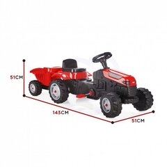 Педальный трактор GoTrac с прицепом, красный цена и информация | Игрушки для мальчиков | 220.lv