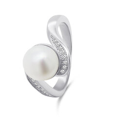 Brilio Silver Очаровательное серебряное кольцо с настоящей жемчужиной RI061W цена и информация | Кольца | 220.lv