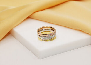 Brilio Silver Сверкающее позолоченное кольцо с прозрачными цирконами RI059Y цена и информация | Кольца | 220.lv
