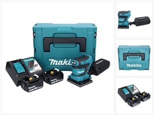 Аккумуляторная эксцентриковая шлифовальная машинка Makita DBO 480 RTJ 18 В 112 x 102 мм + 2х аккумулятора 5,0 Ач + зарядный блок + Makpac цена и информация | Шлифовальные машины | 220.lv