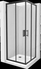 Dušas kabīne Mexen Rio F ar paliktni un sifonu, Black+White/Black, 80 x 80 cm cena un informācija | Dušas kabīnes | 220.lv