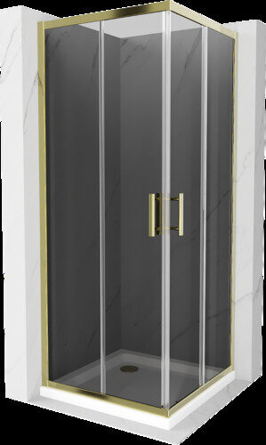 Dušas kabīne Mexen Rio F ar paliktni un sifonu, daļēji matēta, Gold/Graphite+White/Gold, 90 x 90 cm cena un informācija | Dušas kabīnes | 220.lv