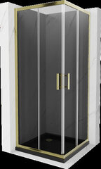 Dušas kabīne Mexen Rio F ar paliktni un sifonu, Graphite/Gold+Black/Gold, 70 x 70 cm cena un informācija | Dušas kabīnes | 220.lv