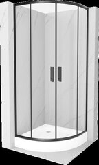 Pusapaļa dušas kabīne Mexen Rio ar paliktni un sifonu, Black, 70 x 70 cm cena un informācija | Dušas kabīnes | 220.lv