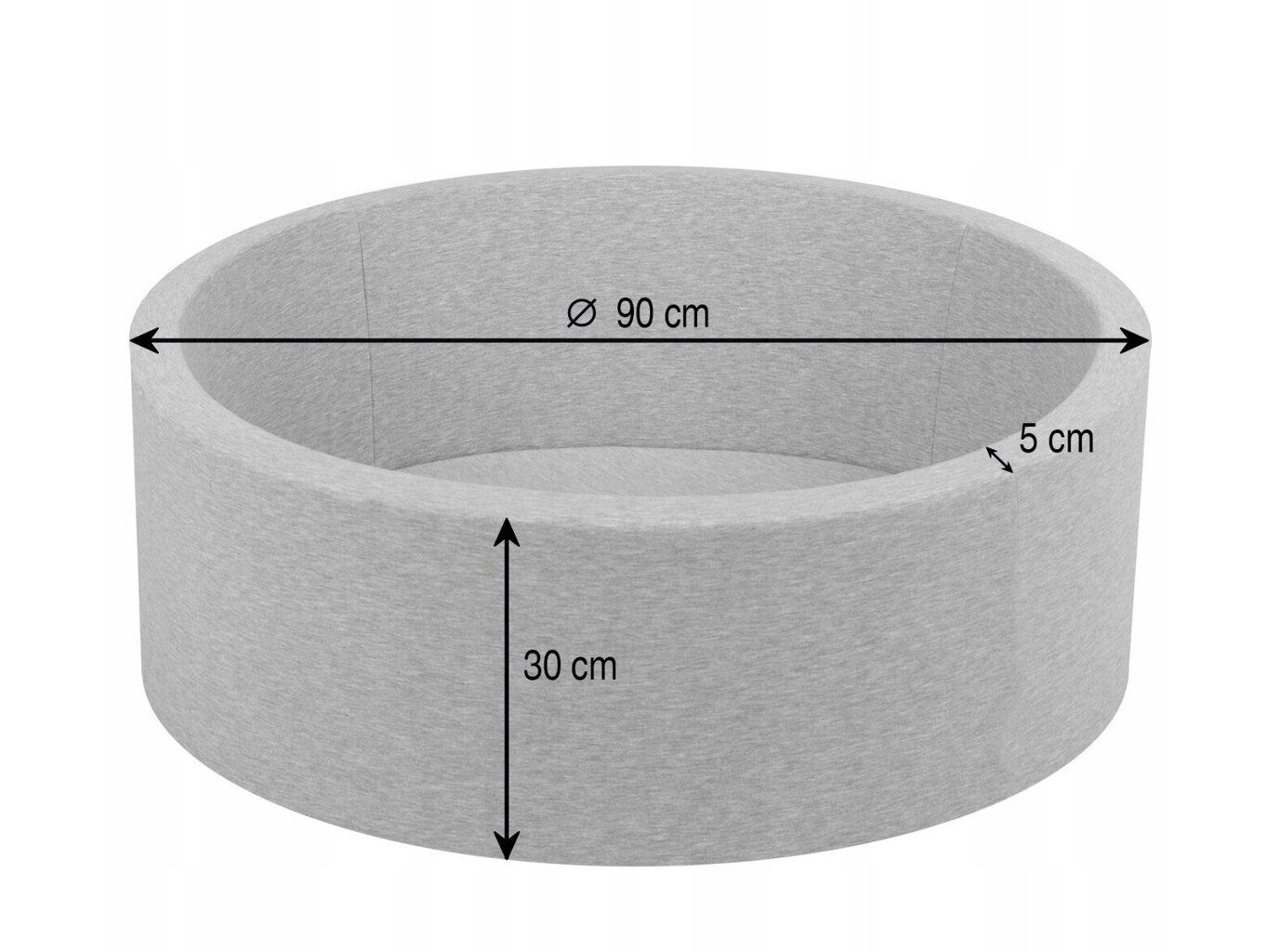 Baseins ar bumbiņām, pelēks, 90x30 cm,200 bumbiņas cena un informācija | Rotaļlietas zīdaiņiem | 220.lv