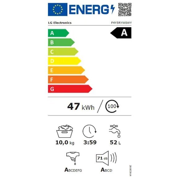 LG F4Y5RYW0WY cena un informācija | Veļas mašīnas | 220.lv