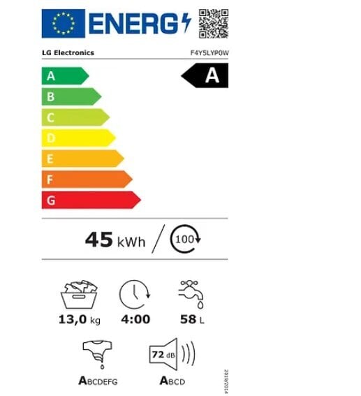 LG F4Y5LYP0W cena un informācija | Veļas mašīnas | 220.lv