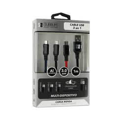 Kabelis Micro USB Subblim SUB-CAB-3IN101 1 m цена и информация | Кабели и провода | 220.lv