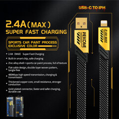 Wekome USB A/lightning, 1 m cena un informācija | Kabeļi un vadi | 220.lv