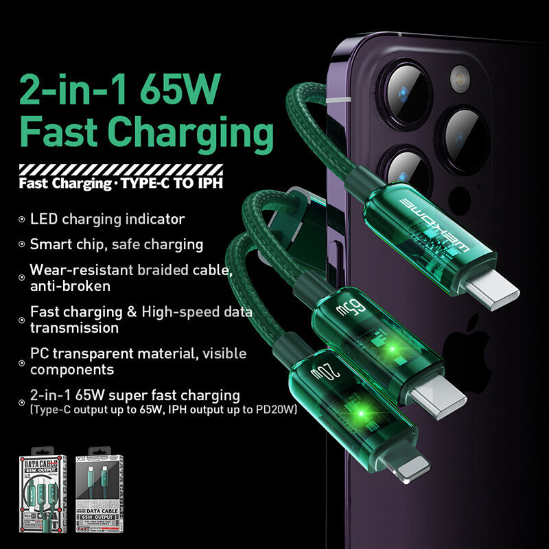 Wekome USB C/lightning, 1 m cena un informācija | Kabeļi un vadi | 220.lv